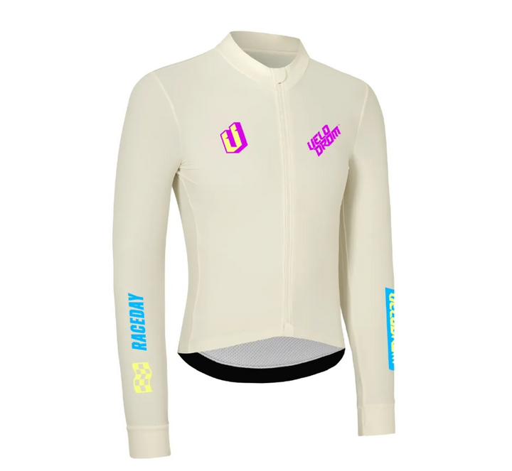 VELODROM RaceDay Thermal Long Sleeve Jersey AW24 VELODROM RaceDay Thermal Long Sleeve Jersey AW24 - Off White Fluor Graphics