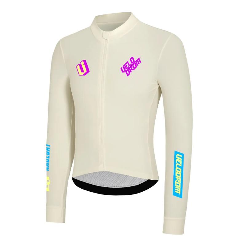 VELODROM RaceDay Thermal Long Sleeve Jersey AW24 VELODROM RaceDay Thermal Long Sleeve Jersey AW24 - Off White Fluor Graphics